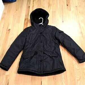 Faded Glory women's black hooded winter coat size XS